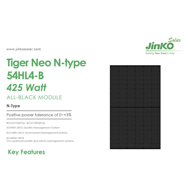 Jinko Tiger Neo tipo N 54HL4-B 425 Watt completamente nero FB