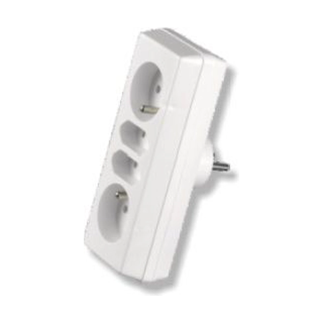 Jonex Plug-in splitter 2x2P+Z + 2xEuro hvid R-472