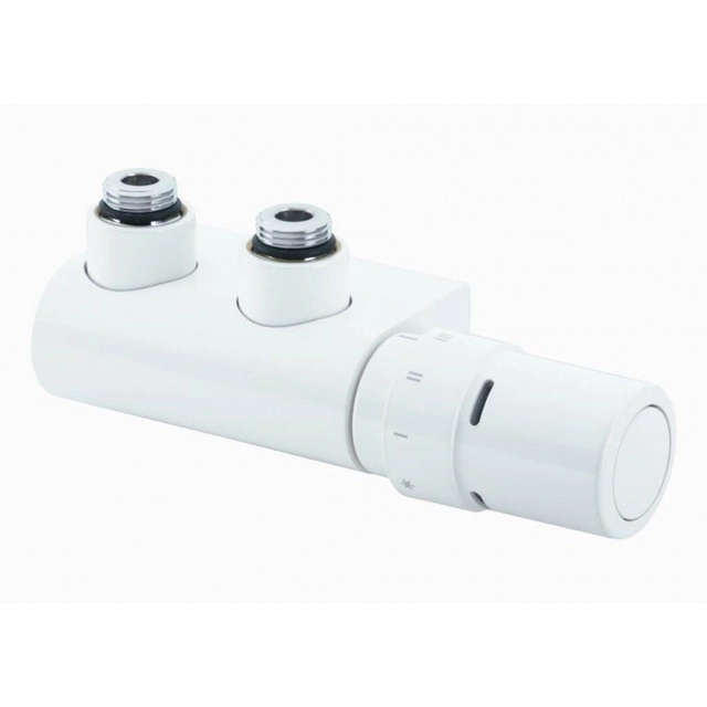 Juego VHX-Duo, acodado, conexión doble 50 mm para radiadores de baño decorativos con conexión inferior, blanco