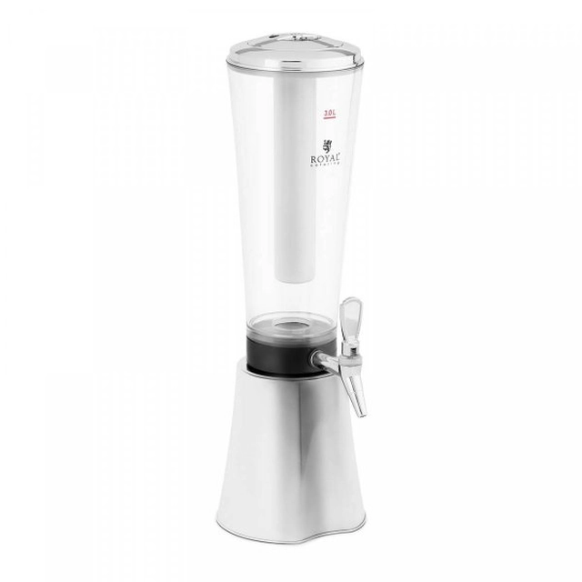 Juice dispenser - 3 l - cooling system - for glasses up to 163 mm - with LED lighting - silver ROYAL CATERING 10012740 RCSD-6