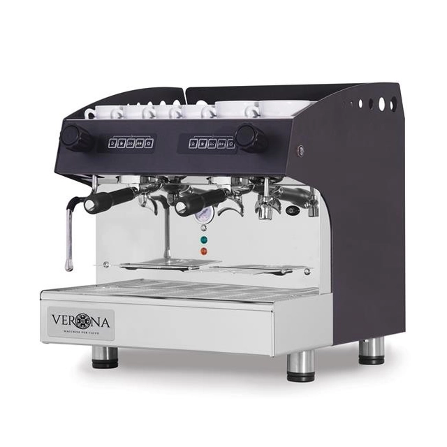Julia Compact kaffemaskine, 2-grupowy, automatisk, sort, 230V/2700W, 475x563x(H)530mm Hendi 207499