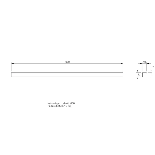 KA-B-105 - Angle pour ballast L1050 VERTICAL