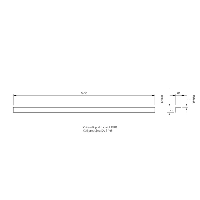 KA-B-149 - Angle pour ballast L1490 VERTICAL