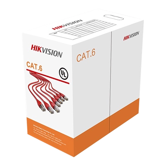 Кабель UTP cat6 0.565mm, повністю мідний, коробка 305 метрів - HIKVISION DS-1LN6-UU