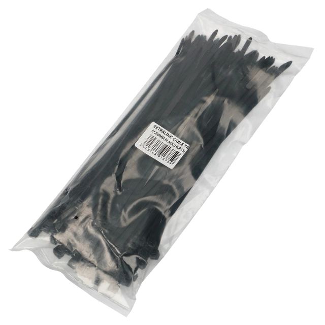 Kabelių raištis kabelių raištis kabelių kaklaraištis kabelių kaklaraištis 5x 250mm juoda (pakuotė100szt.)Extralink