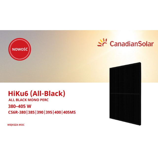 Καναδικό Full Black φωτοβολταϊκό πάνελ CS6R-395 FB PV Mono FB module