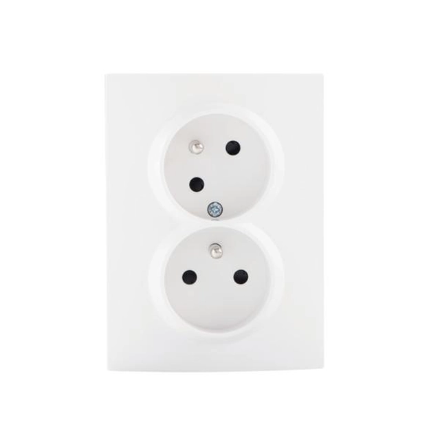 Kanlux 27240 LOGI Double socket with earthing, rotated, complete - white (replaces code 25440)