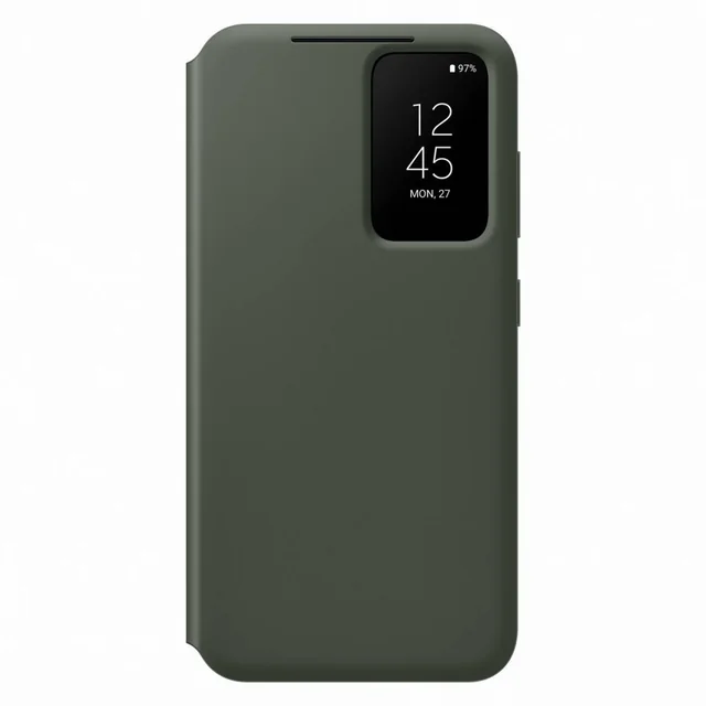 Kansikotelo läpällä ja ikkunalla, lompakko Samsung Galaxy S23 -kortille, khaki