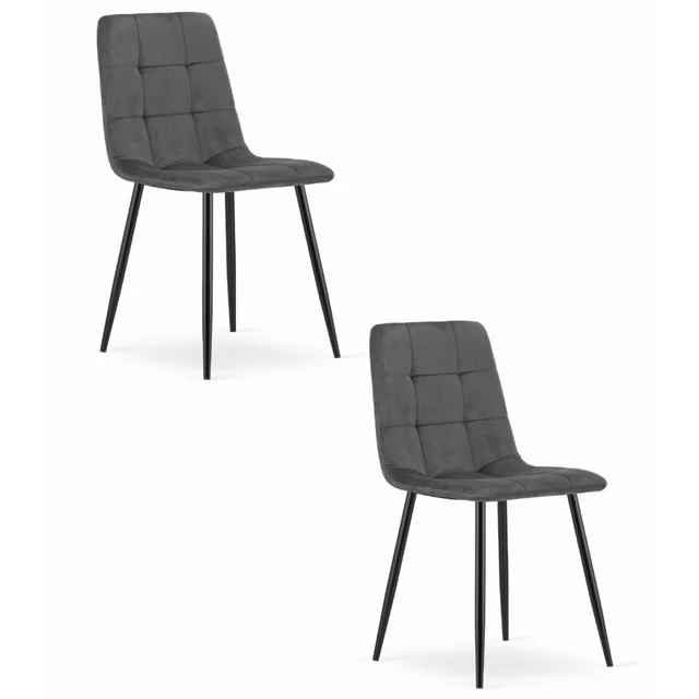 KARA chair - dark gray velvet x 2