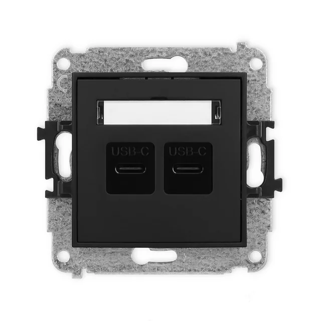 KARLIK Διπλός φορτιστής USB 2x USB C, MAX 20W Χρώμα: Μαύρο ματ
