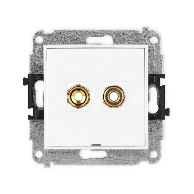 KARLIK Socket for speaker with "banana" type connectors - twisted, without description field Color: Matt white