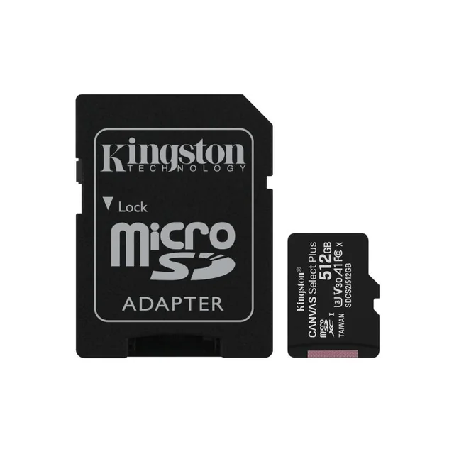 Κάρτα μνήμης MicroSD 512GB, Προσαρμογέας SD, Κατηγορία 10 - Kingston Select Plus