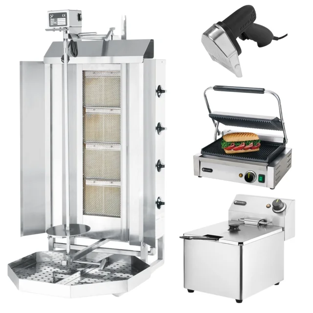 Kebab Equipment Gas Toaster + Knife + Grill + Fryer Hendi