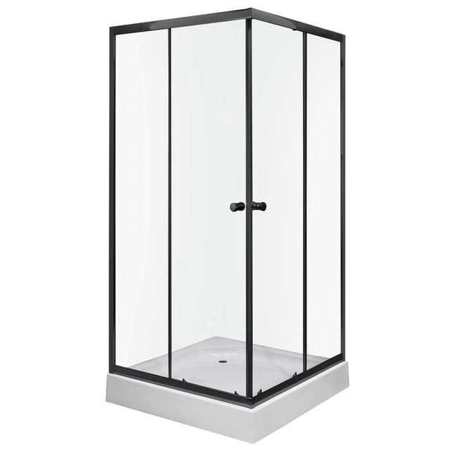 Kerra Olga Sq Černá sprchová kabina, čtvercová 80 cm, se sprchovou vaničkou