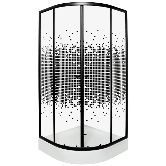 Kerra Pixel black 80 shower cabin with a semi-circular shower tray