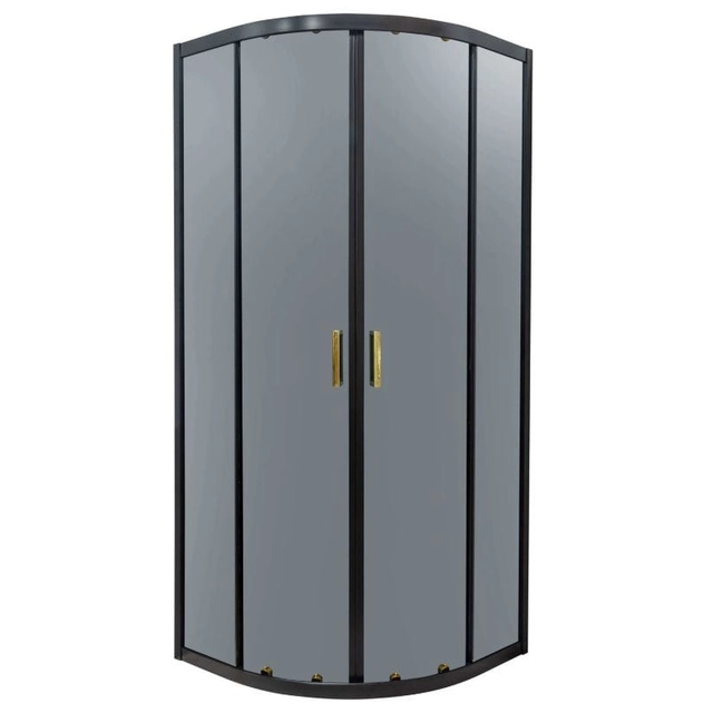Kerra Tiara Gold 90 semi-circular black shower cabin with gold finish
