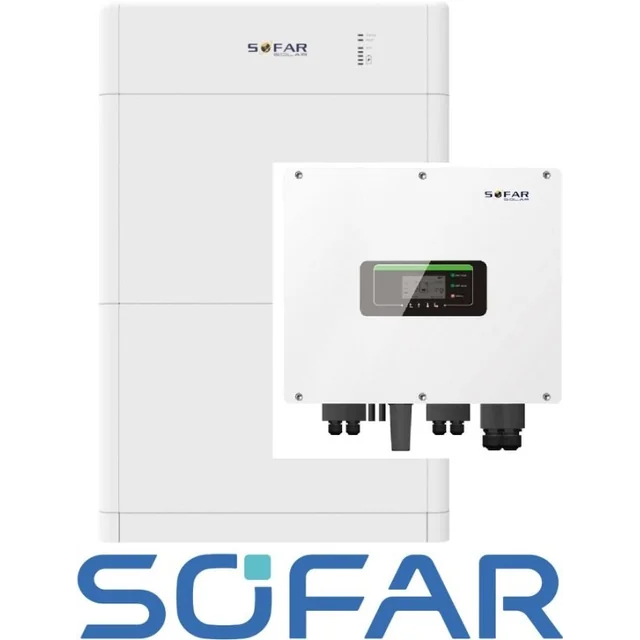 Készlet: SOFAR hibrid inverter HYD10KTL-3PH, Sofar energiatároló 10kWh BTS E10-DS5