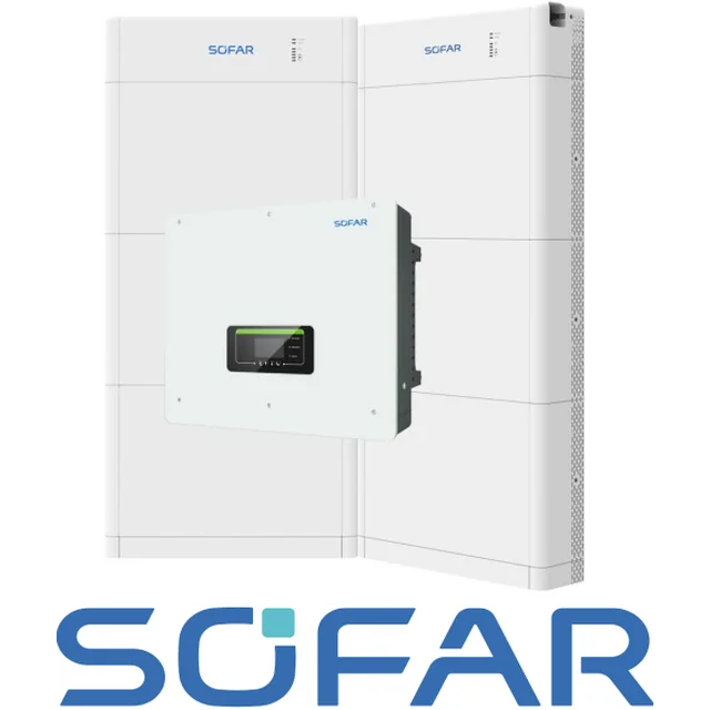 Készlet: SOFAR hibrid inverter HYD20KTL-3PH, Sofar energiatároló 30kWh: 2 x15kWh BTS E15-DS5