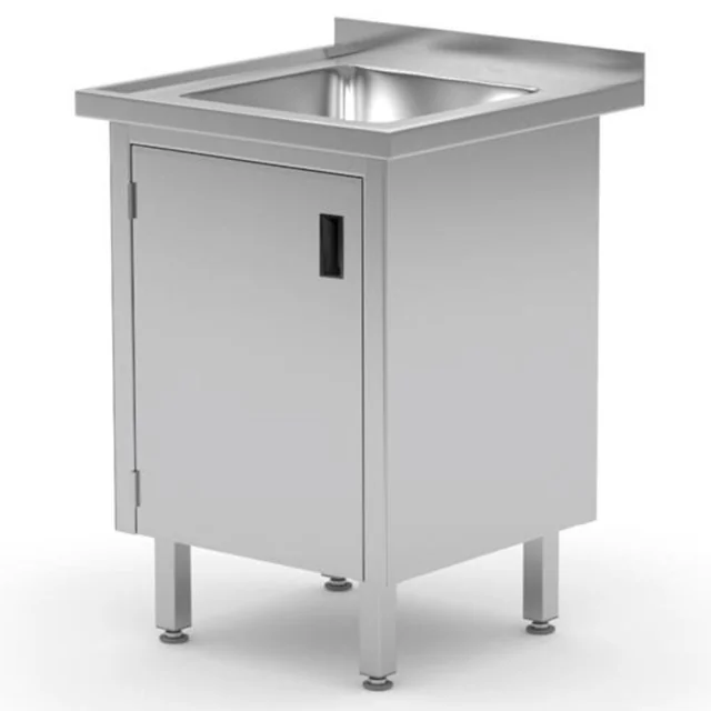 Кетъринг работна мивка с шкаф с врати на панти, заварена 50x60x85 cm - Hendi 813492