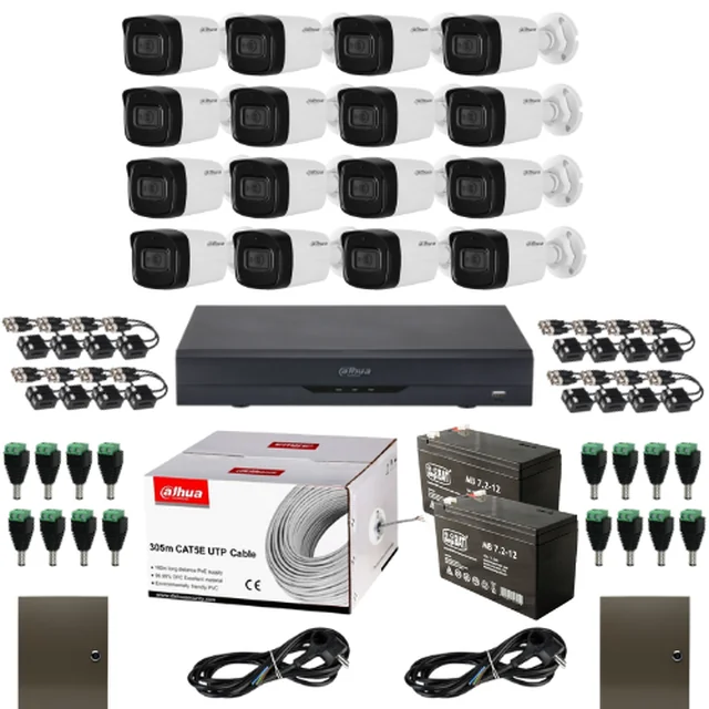 Kit 16 cámaras 4K Ultraprofesional Dahua IR 80m Micrófono, DVR 16 Canales WizSense 4K-N / 5MP Audio y accesorios