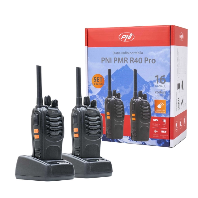Kit 6 portable radio stations PNI PMR R40 PRO batteries, chargers and headphones included
