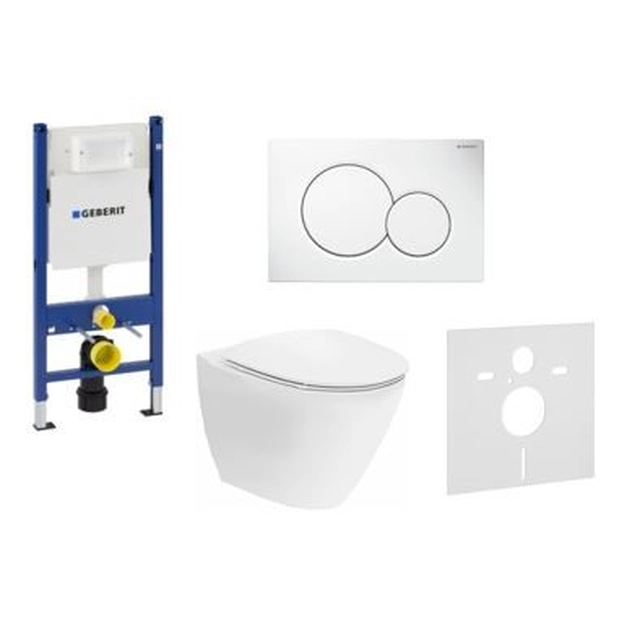 Kit bâti de WC Geberit, Duofix Sigma, avec Ifo Inspira Art Rimfree, couvercle à fermeture amortie et clé blanche