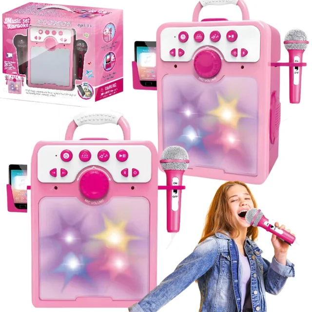 KIT DE CANTO KARAOKE MICRÓFONO EFECTOS DE LUZ CANCIONES CARGADAS USB