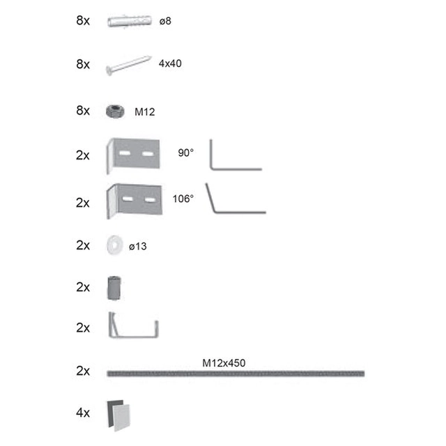 Kit de fixation panneau de finition Ravak, Avocat