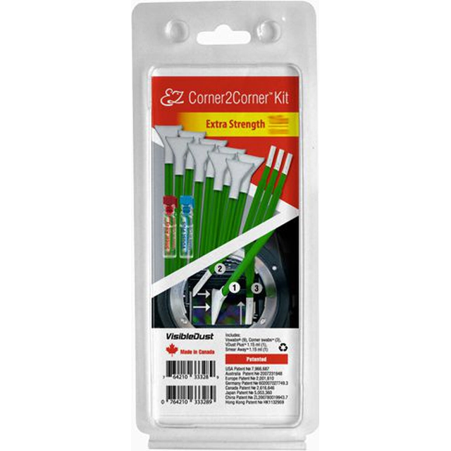 Kit de nettoyage de poussière visible EZ Corner2Corner Kit Extra Fort 1.0x 24 mm pour capteurs de caméra vert (18512894)