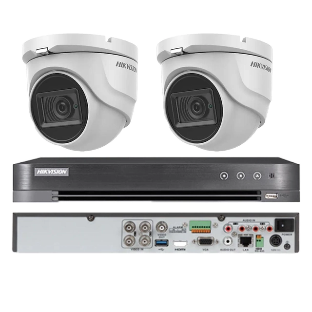 Kit de surveillance Hikvision 2 caméras intérieures 4 en 1, 8MP, 2.8mm, IR 30m, DVR 4 canaux 4K 8MP