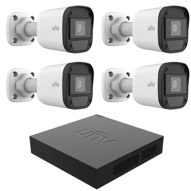 Kit de surveillance Uniview 4 caméras 2MP IR 20m XVR 4 canaux 2MP + 2 canaux IP 6MP