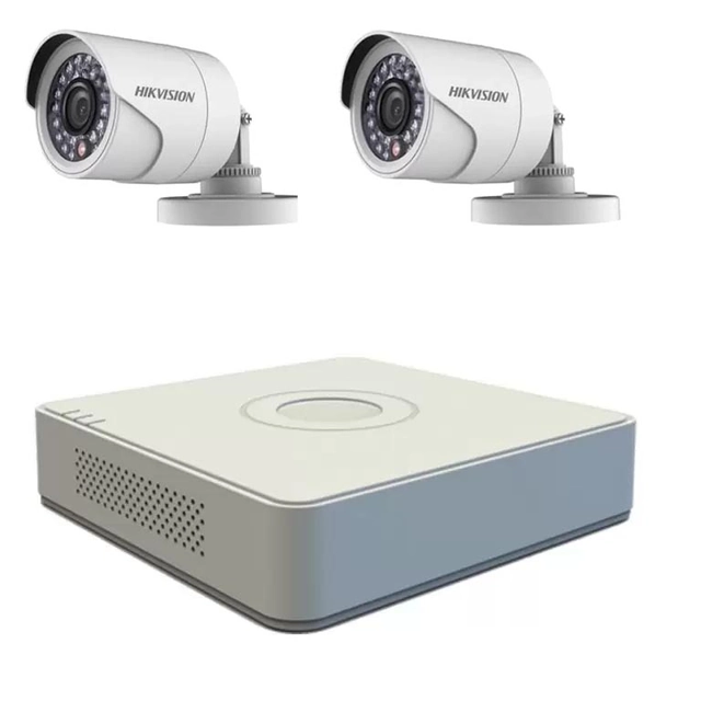 Kit de vigilância por vídeo Hikvision 2 Câmeras TurboHD 2MP, DVR 4 canais