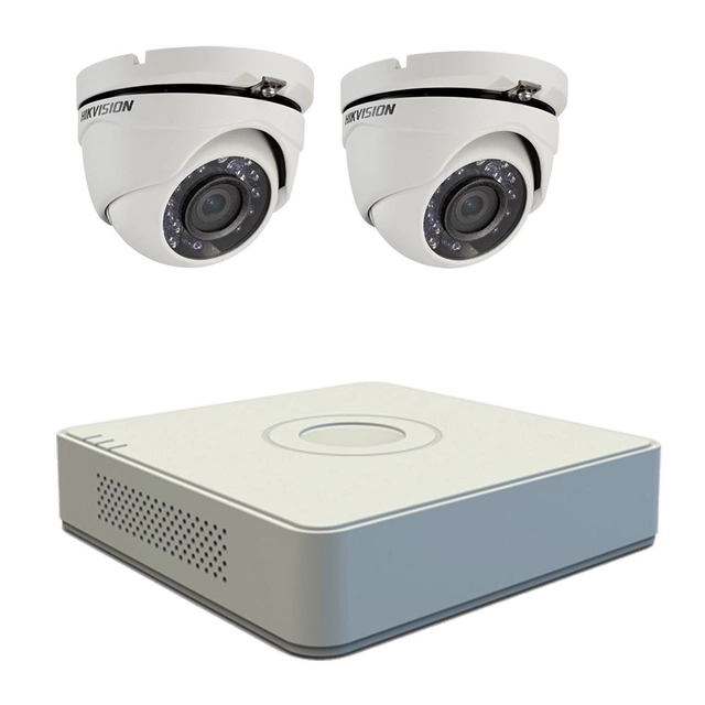 Kit de vigilância por vídeo Hikvision 2 Câmeras TurboHD 2MP, DVR 4 canais