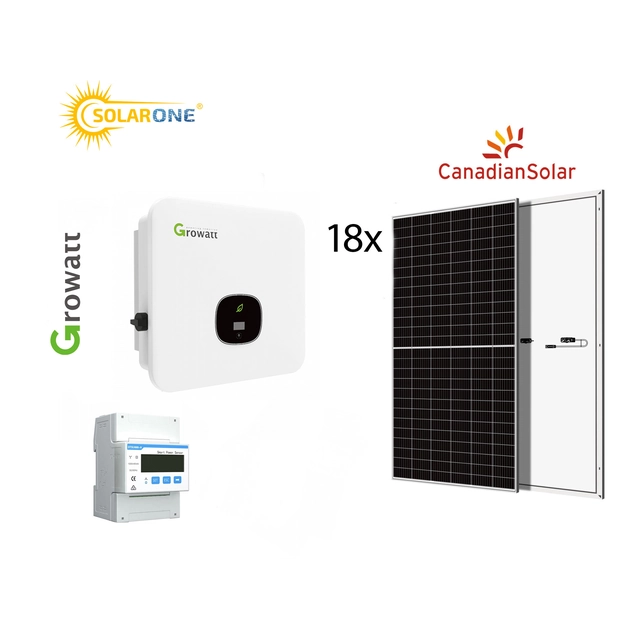 Kit impianto fotovoltaico trifase 10 kW, inverter Growatt e 18 Pannelli solari canadesi 550W