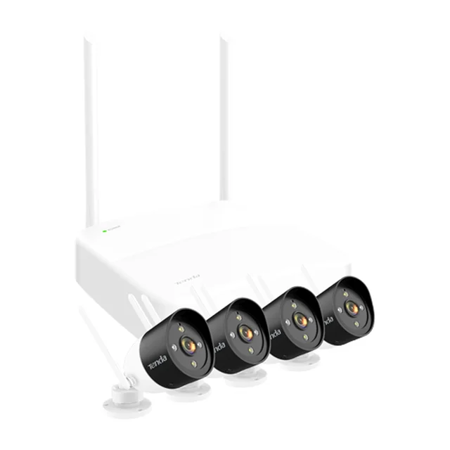 Kit NVR Wi-Fi y 4 Cámaras WiFi exterior, 3MP, Audio, Alarma - TENDA TND-K4W-3TC