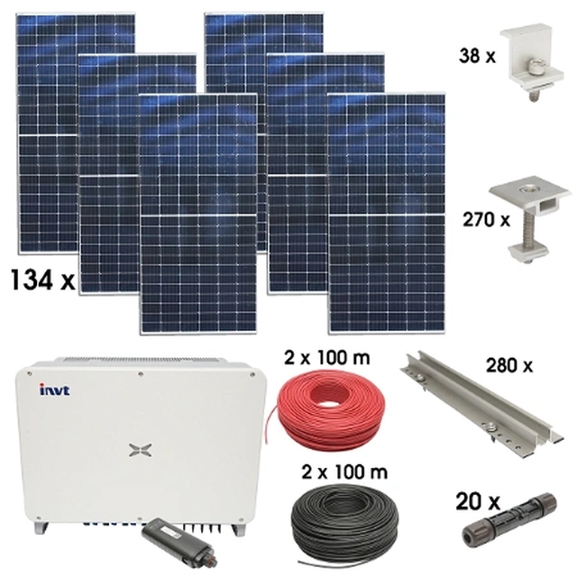 Kit sistema solar fotovoltaico trifásico ON-GRID 60KW con paneles 134x450W WIFI prosumer con sistema de fijación para paneles sándwich Breckner Alemania