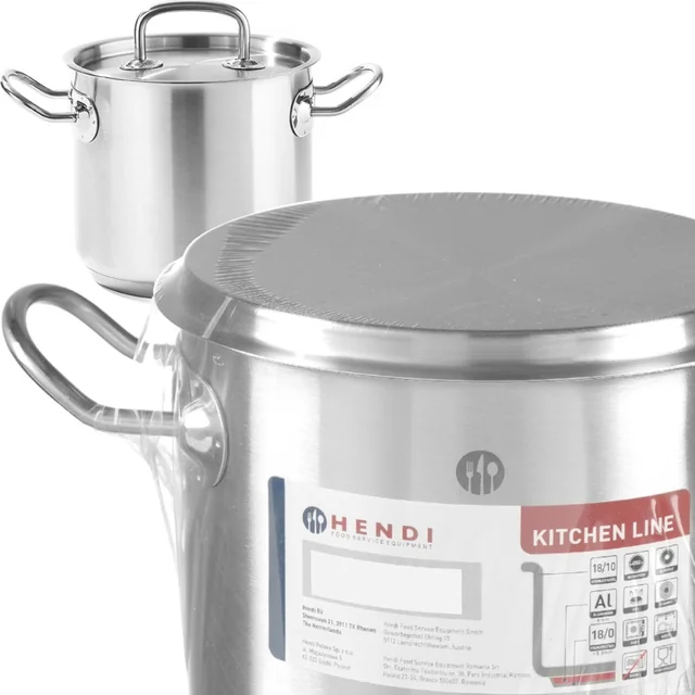 Kitchen Line hög gryta med lock 5 l dia. 200 x 160 h - Hendi 837207