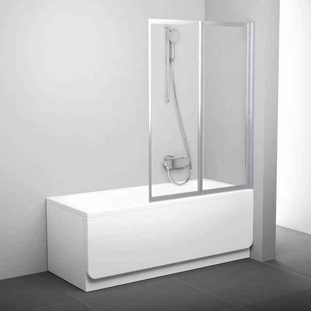 Klappbare Badezimmerwand Ravak, VS2 105, Satin+Glas Transparent