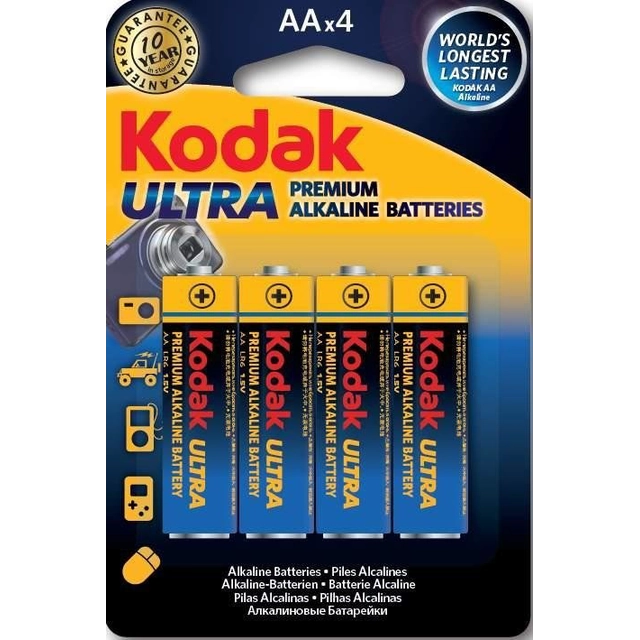 KODAK Ultra Premium alkáli akkumulátor AA-4 LR6, blister=4 db