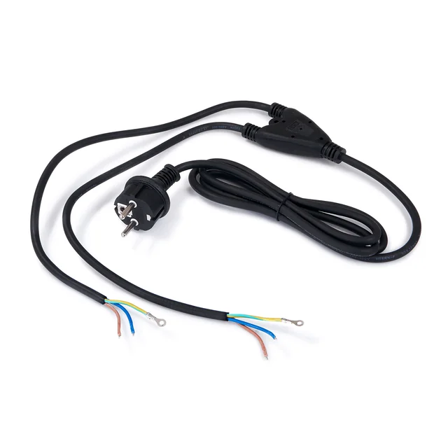 KOLORENO Enchufe con cable de alimentación con conexión a tierra, divisor 1/2 3x0,75mm 2m - Negro