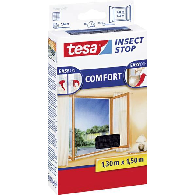 Komarnik za okno COMFORT, STOP INSECT, 130 x 150 cm antracit TESA