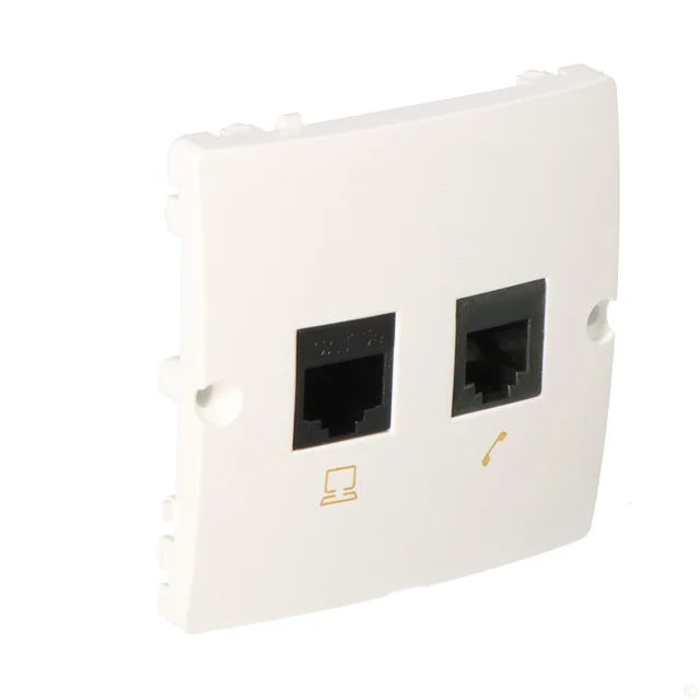 Kompiuterio lizdas RJ45 + telefono lizdas RJ11 BMF5T.02/11 Pagrindinis baltas modulis