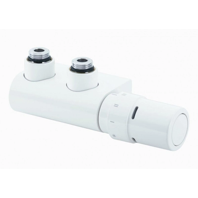 Комплект VHX-Duo, ъглов, двойна връзка50 мм за декоративни радиатори за баня с долно присъединяване, бели