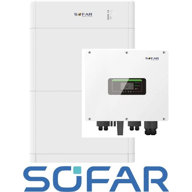 Komplekts: SOFAR hibrīda invertors HYD10KTL-3PH, Sofar enerģijas uzglabāšana 10kWh BTS E10-DS5