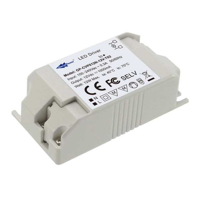 Konstantse pinge (CV) LED-toiteallikas 12W 24VDC 0.5A