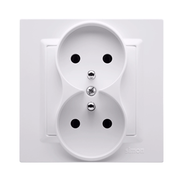 Kontakt-Simon 10 CGZ2 / 11 double socket with grounding integrated with a white frame