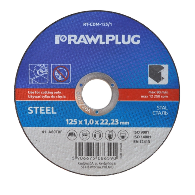Корундов шлифовъчен диск за рязане на стомана Rawlpg RT-CDM-125/1 125 mm