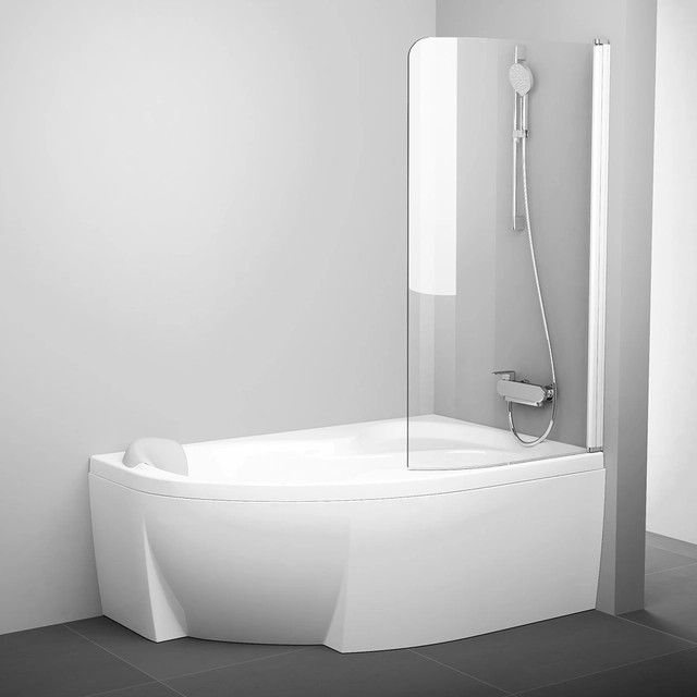 Koupelnová stěna Ravak Rosa, CVSK1 140/150, R bílá+sklo Transparent