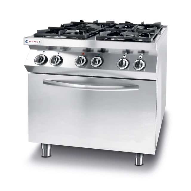 Κουζίνα γκαζιού4 καυστήρες με ηλεκτρικό φούρνο μεταφοράςGN1/1 Γραμμή κουζίνας - Hendi 225882