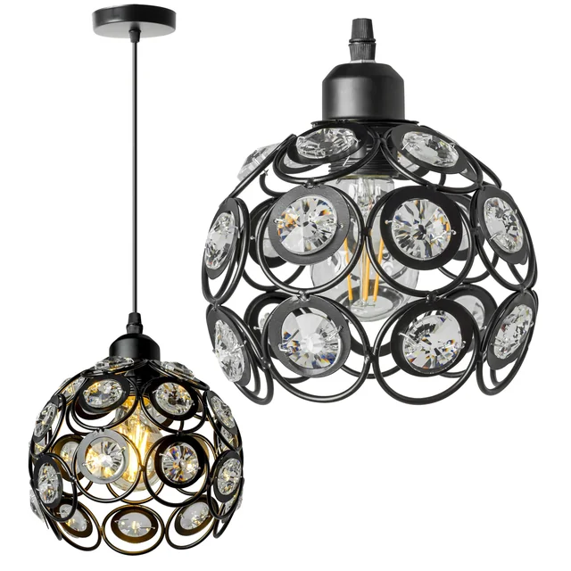 KRISTĀLA GRIESTU PAKĀRĀS LAMPA APP206-1C Melns